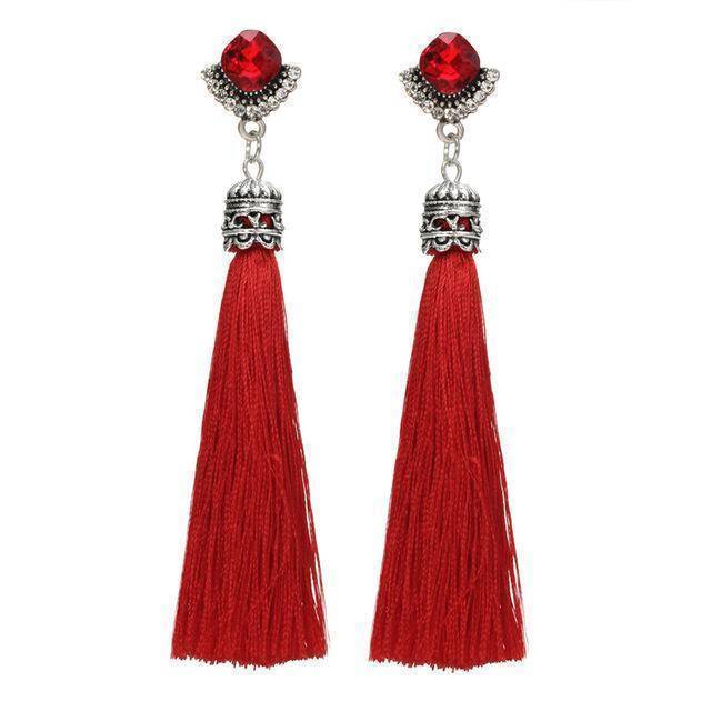 earrings Red Bohemian Long Tassel Earrings