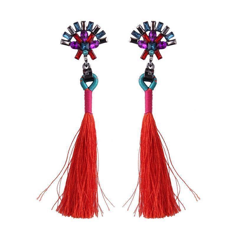 earrings Red Bohemian Statement Jewelry Tassel Long Earring For Women