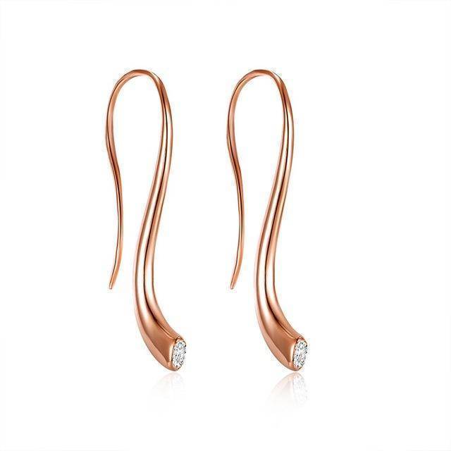 Earrings Rose gold plated Hot Trendy Rose Gold Color Earrings 100% non Allergy Earrings with White Cubic Zirconia Stone Earrings OE168