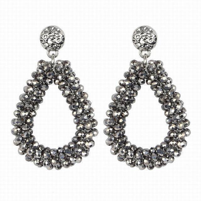 Earrings silver Baroque big long Tear drop Crystal earrings