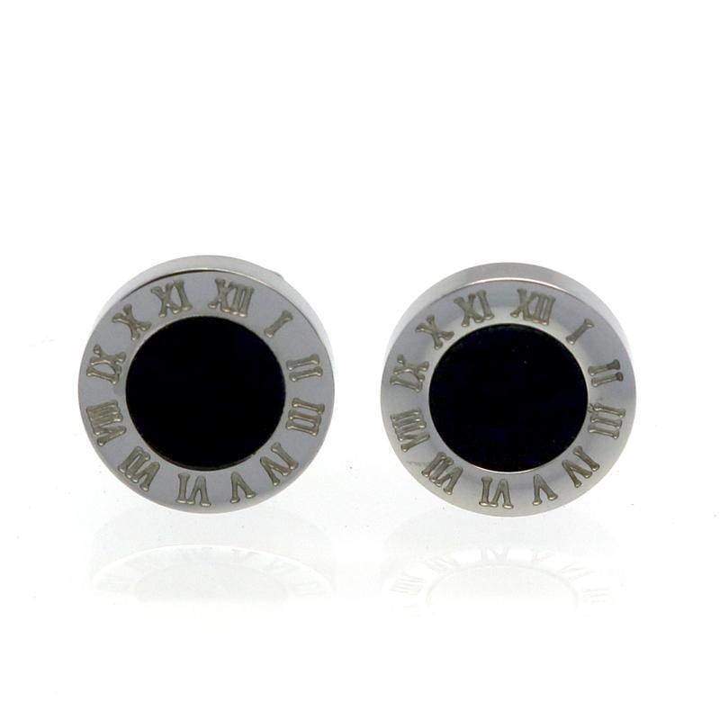 earrings Silver / Black Roman Numeral Stud Earrings - Stainless Steel