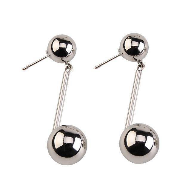earrings silver color Trendy Fashion Circle Bib Bead Smooth Face Statement Maxi Bijoux Charm Party Indian Bijoux Boho Earring For Women 3591