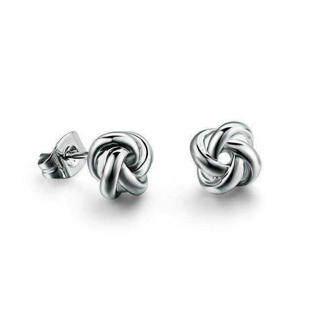Earrings Silver Double Love Twist Knot Stud Earrings
