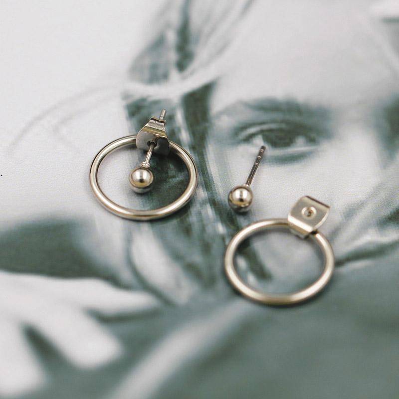 Earrings Silver New ! Fashion jewelry  cute gold color Geometric round metal  stud  earrings best gift for women