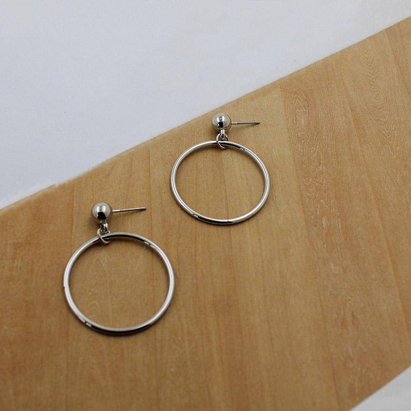 Earrings Silver New ! Fashion jewelry gold color Geometric round with big  beads  stud  earrings best gift for women