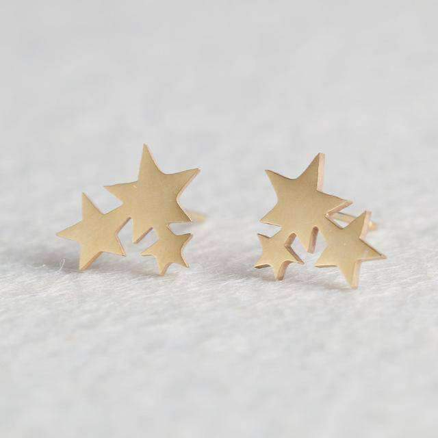 15 Styles, Minimalist Shiny Gold Cute Stud Earrings Stainless Steel