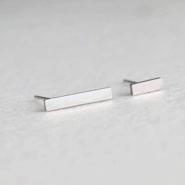 15 Styles, Minimalist Shiny Silver Cute Stud Earrings Stainless Steel
