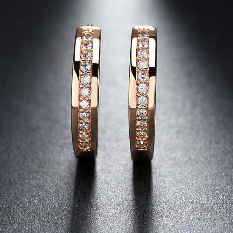 Earrings Trendy Champagne Gold and Silver Color Cubic Zirconia Simple Item Female Earrings Hoop Jewelry