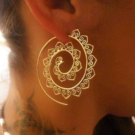 8 Designs, Big Swirl Hoop boho Earrings