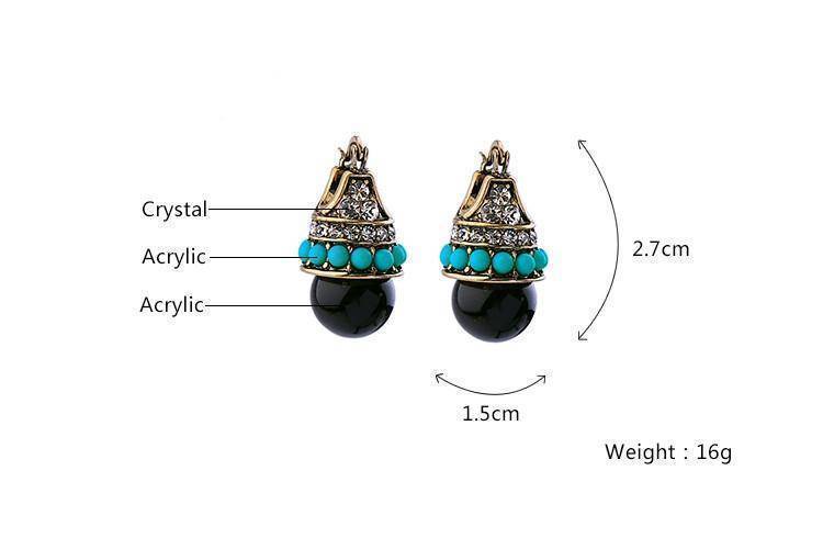 Earrings Vintage Boho Teardrop Black Palace crystal Earrings