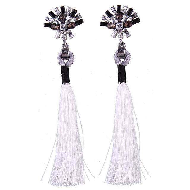 earrings White Bohemian Statement Jewelry Tassel Long Earring For Women