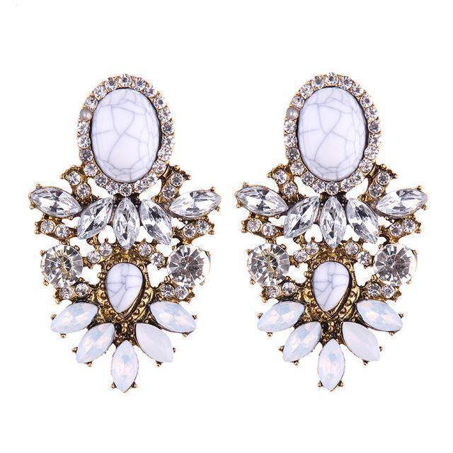 earrings White Crystal statement stud Earrings