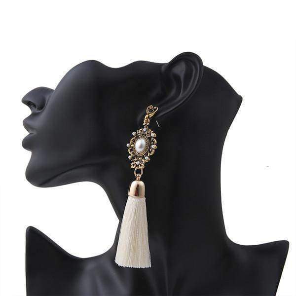 Earrings White Free!! Just pay $5.95 for shipping - Tassel Fringe Earrings Big Pearl Drop Dangle Earrings - Sale