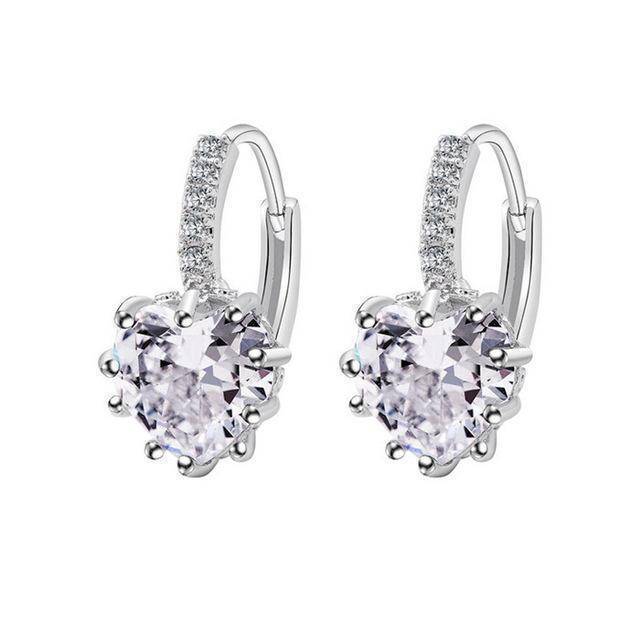earrings White Sale! Charming Heart Cubic Zirconia Earrings For Women Beautiful Hoop Earrings 5 Colors Available