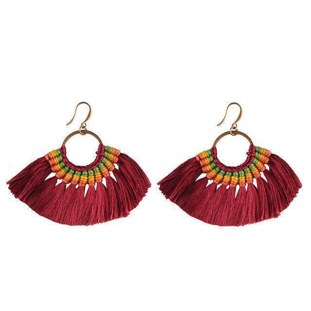 earrings Wine Red Fashion Hot Fringed Statement Earrings For Women Female Wedding Gifts Boho Tassel Drop Dangle Earrings Jewelry 5509