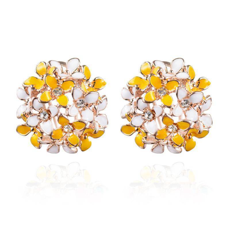 earrings Yellow Elegant Flower Crystal Stainless Steel Rhinestone Stud Earrings