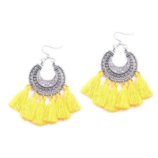 Earrings yellow Fashion boho tassel earring vintage bohemia women jewelry