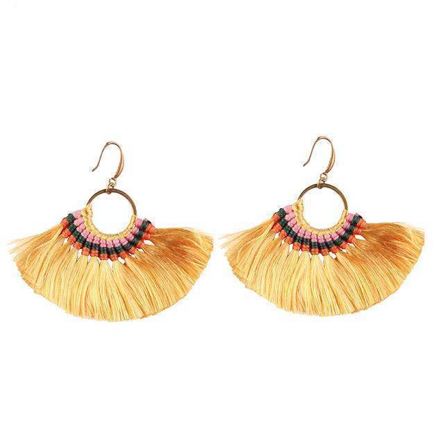 earrings Yellow Fashion Hot Fringed Statement Earrings For Women Female Wedding Gifts Boho Tassel Drop Dangle Earrings Jewelry 5509