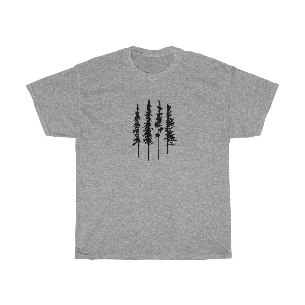 T-Shirt Sport Grey / S Skinny Pine Trees men tshirt tops, short sleeve cotton man tee shirt t-shirt, small - large plus size
