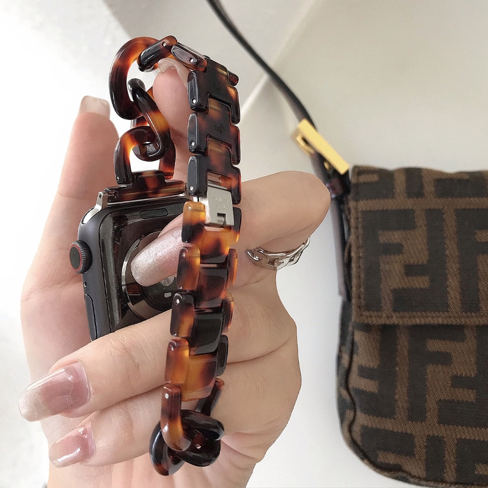 Luxury Strap For Apple Watch Band Series 8 7 6 5 Resin Lady Bracelet