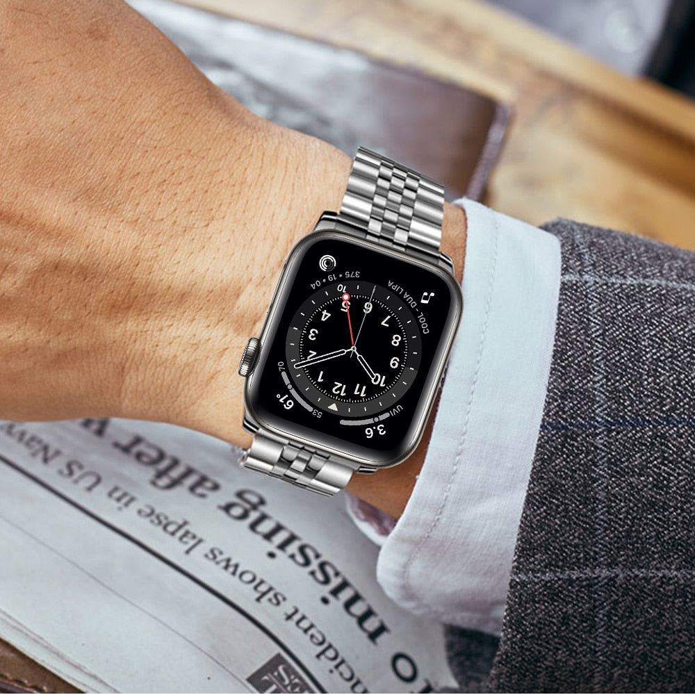 Luxury Apple Watch Mens Band, Premium Steel Fit Ultra 8 7 6 41 45 49mm Blue / 38mm, 40mm, 41mm