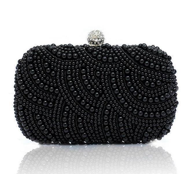 Bags, Black Satin Beaded Evening Bag With Beaded Handle Nwot