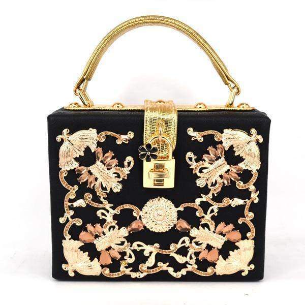 Rhinestone Flower Evening Bag Fashion Box Handbag Womens Clutch
