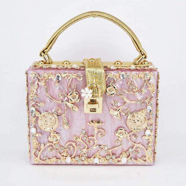 Sold at Auction: LA REGALE: Ladies rectangular flat purse evening bag clutch  embellished glass beadwork gold color