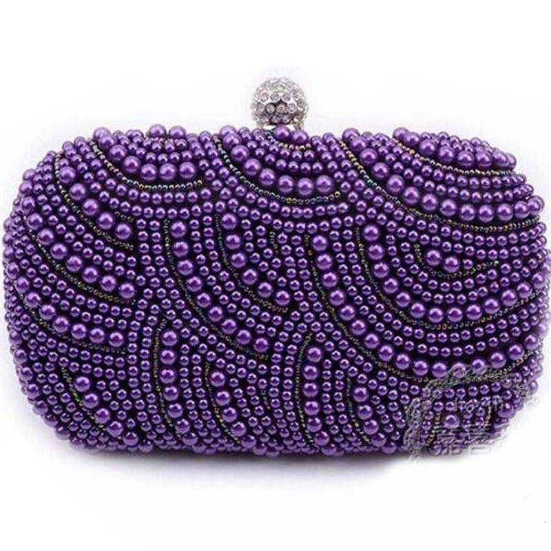 evening bag purple beaded pearls evening clutch bags 7089443209297