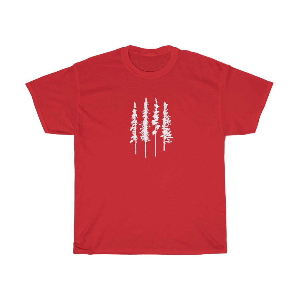 T-Shirt Red / S Skinny Pine Trees men tshirt tops, short sleeve cotton man tee shirt t-shirt, small - large plus size