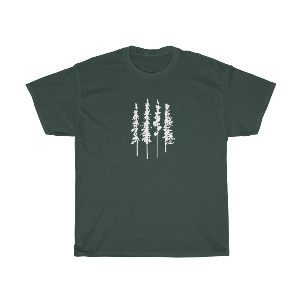 T-Shirt Forest Green / S Skinny Pine Trees men tshirt tops, short sleeve cotton man tee shirt t-shirt, small - large plus size