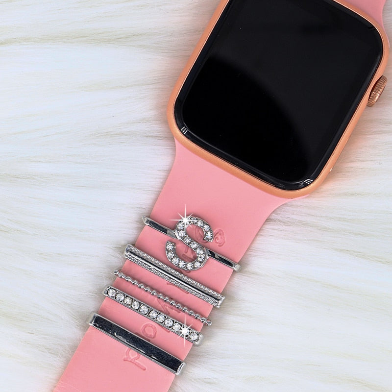 Decoration For Apple watch band Decorative Charms Diamond Jewelry  iWatch/Galaxy watch 4/3 Bracelet silicone Strap Accessories 