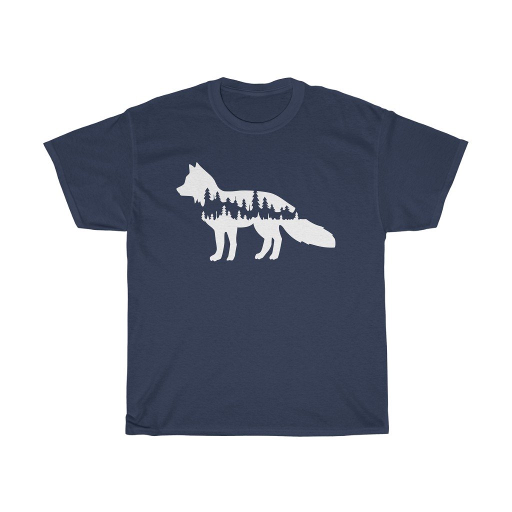 T-Shirt Navy / S Wolf Shadow shirt design, simple plain design animal prints, cute tee for men & women, unisex tee-shirts, plus size shirts