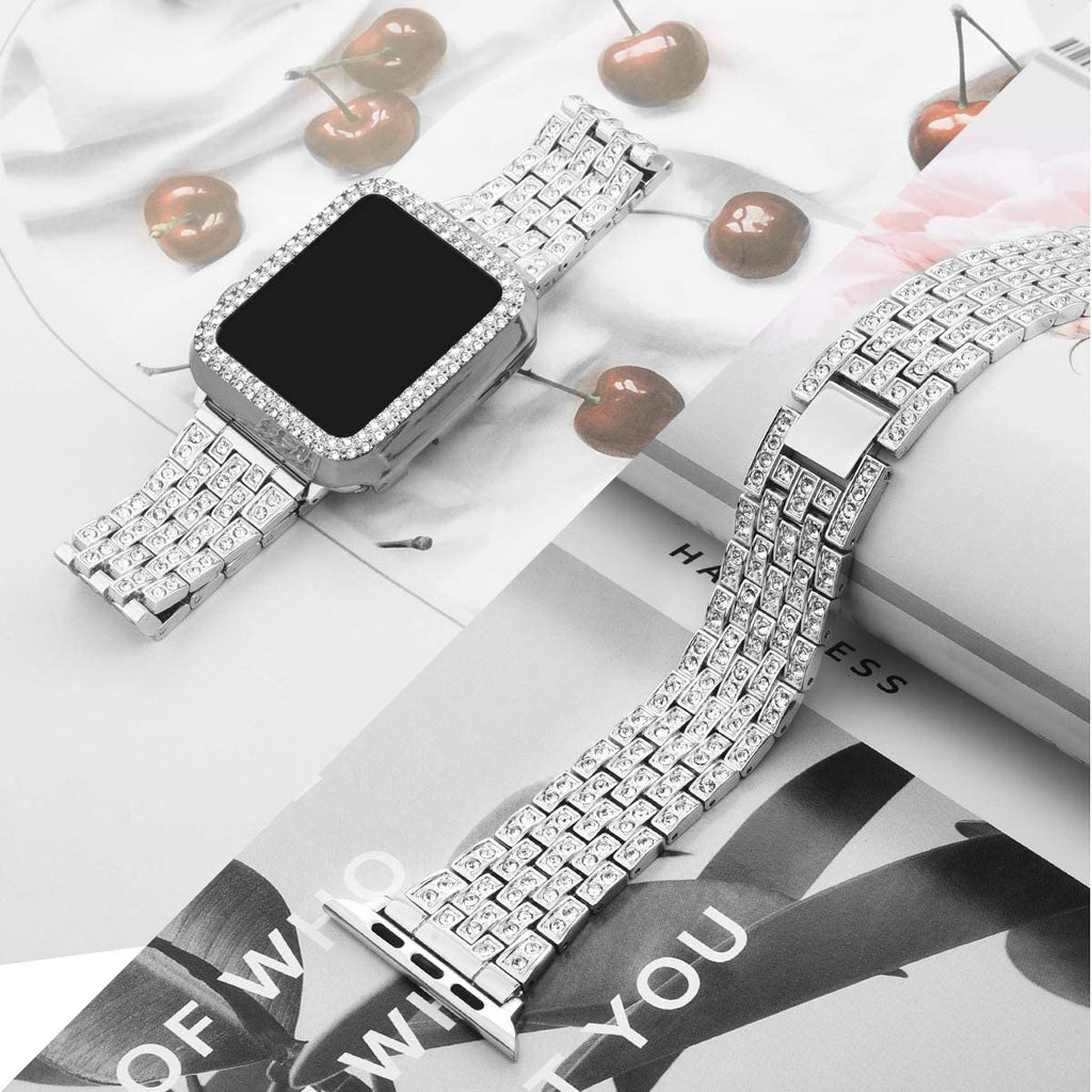 Diamond Strap + Case For Apple Series 7 6 Bracelet High-Quality Steel