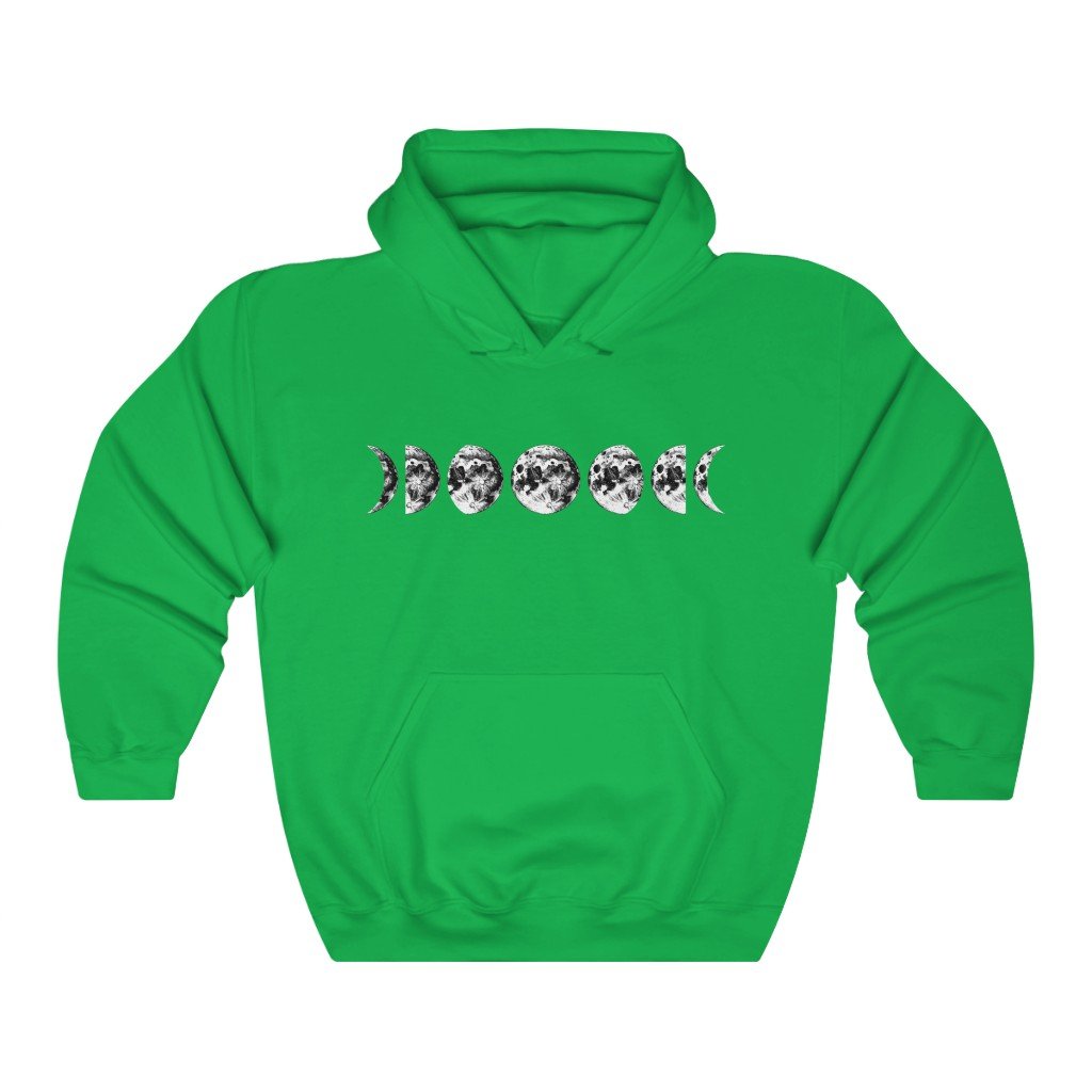 Hoodie Irish Green / S Moon Phases Hooded Sweatshirt - Moon Hooded Sweatshirt - Moon Phases - Unisex