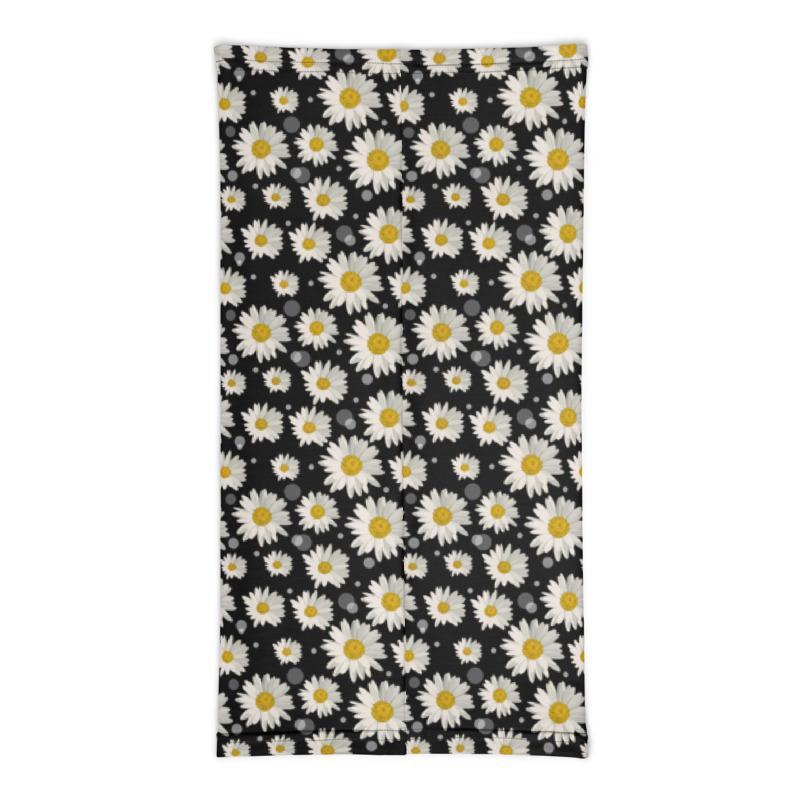 Cute large white fdaisy flower Floral watercolor Print, black fabric pattern, Neck face warmer Gaiter Scarf, headband Bandanna mask scarves - us ship