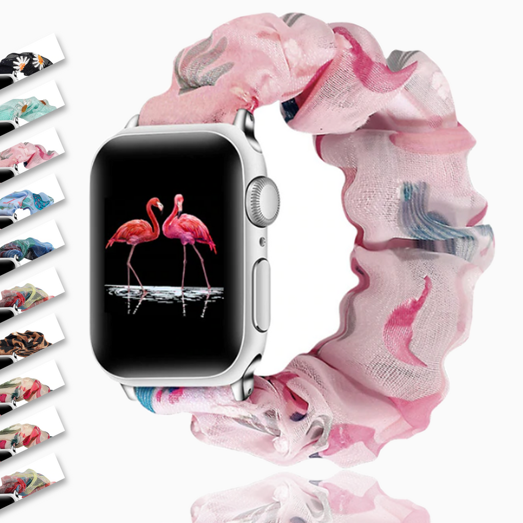 Watchbands Copy of Pink white daisy embroidered flowers on mesh chiffon breathable fabric, apple watch band straps 38 40 42 44 mm series 5 4 3 2 1