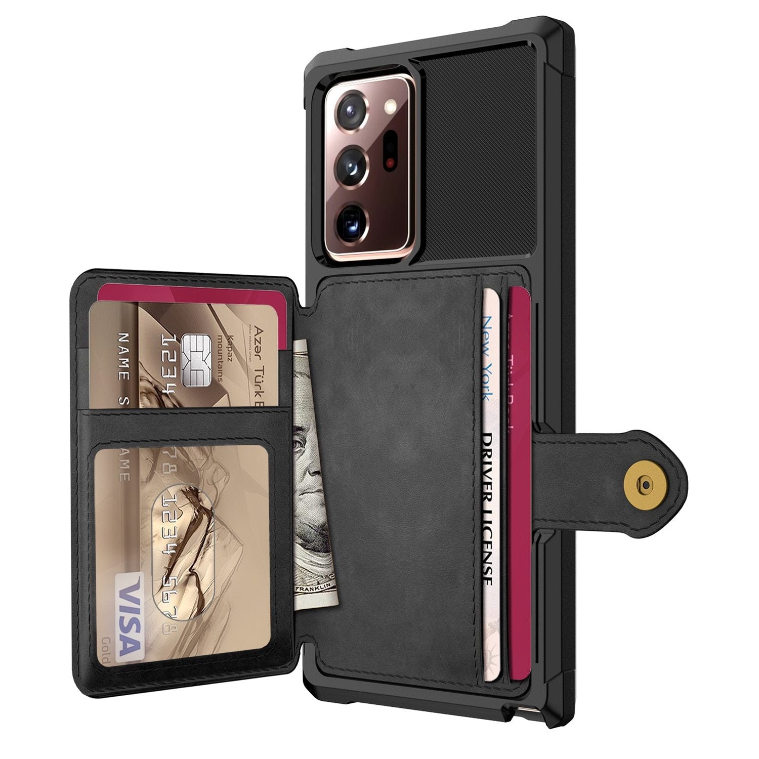Vofolen Funda para Galaxy Note 20 Ultra 5G Wallet 4-Card Flip Cover Titular  de la tarjeta de crédito Ranura Bolsillo trasero Doble capa protectora