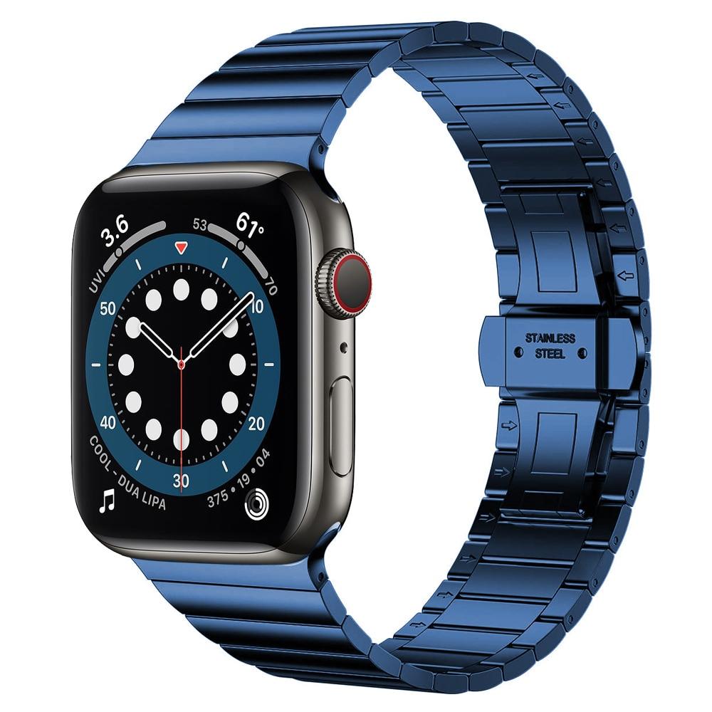 Watchbands Blue High Quality Steel Link Bracelet Band for Apple Watch Series 6 5 4 iWatch 38mm 40mm 42mm 44mm Men's Strap Replacement Wristband Watchbands