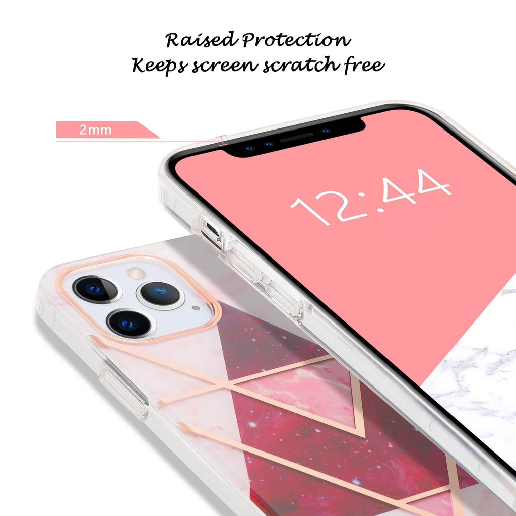 Fitted Cases for iPhone 11 12 X XR XS Pro Max Case Stylish Shiny Rose Gold Marble Design Clear Bumper Glossy TPU Soft Rubber Silicone Cover|Fitted Cases|