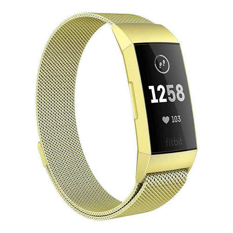 Watchbands gold / Charge 3 - L Fitbit charge 3/4 Band Replacement Wristband, Luxury Milanese loop steel Design For Men Women Smartwatch Bracelet Strap |Watchbands| Unisex