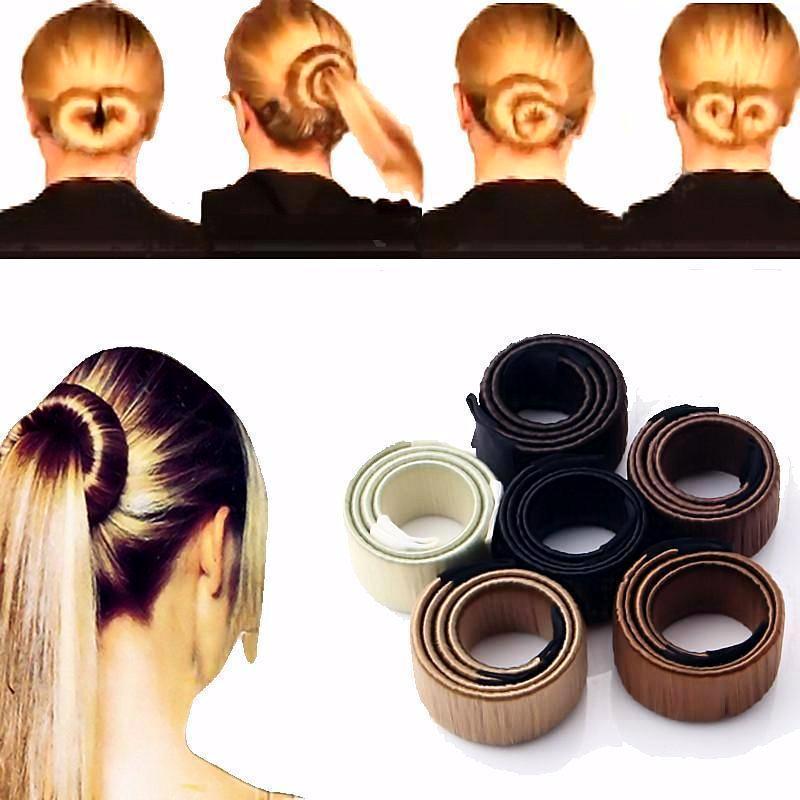 1pc Large Size Women Hair Curl Bun maker, twist band for Styling Synthetic hair 4 colors