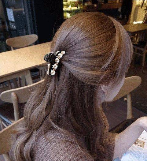 www. - 5 sizes Women Hair claw Imitation Pearl Hair Barrettes  Elegant Ponytail Hair Clip