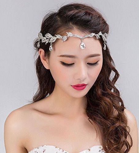 Fascia Per Capelli Con Foglie E Cristalli - Tiara Da Sposa E Accessorio Per Festa - Golden, Per Ragazze E Donne