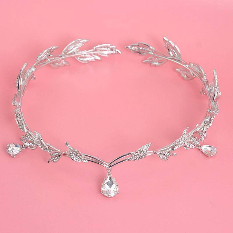 hair accessories Crystal Crown Tiara, Water drop Leaf Headband, Luxury Hair accessory, Good for Bridals, Prom, Princess, Pageant, Wedding