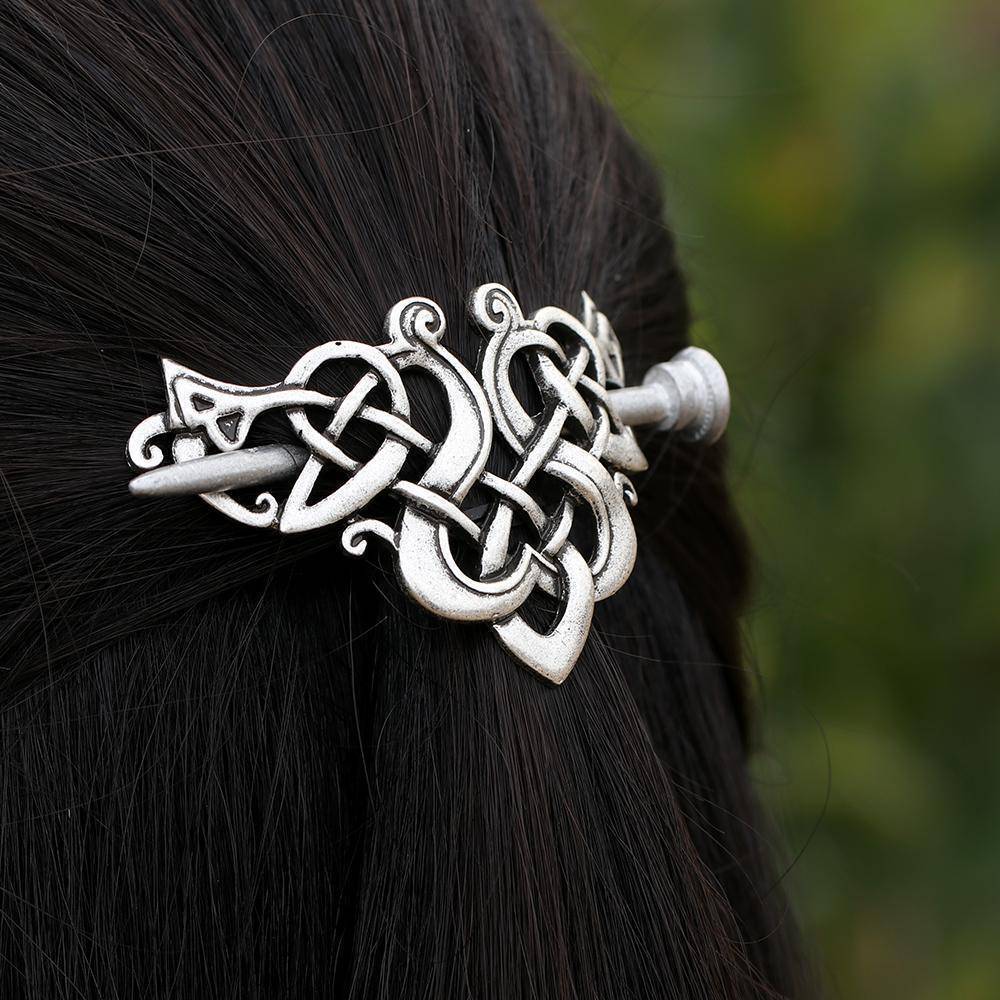 hair accessories Large Celtics Knots Crown Hairpins Hair Clips Stick Slide Accessories in Vintage Silver