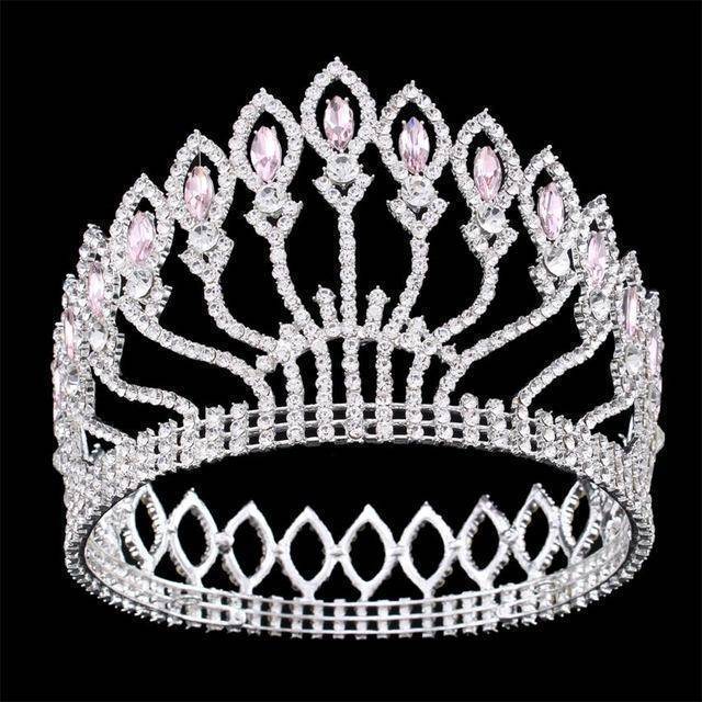 hair accessories Pink Vintage Rhinestone bling Crown, Crystal Tiara, Good for Bridals, Prom, Princess, Pageant, Wedding