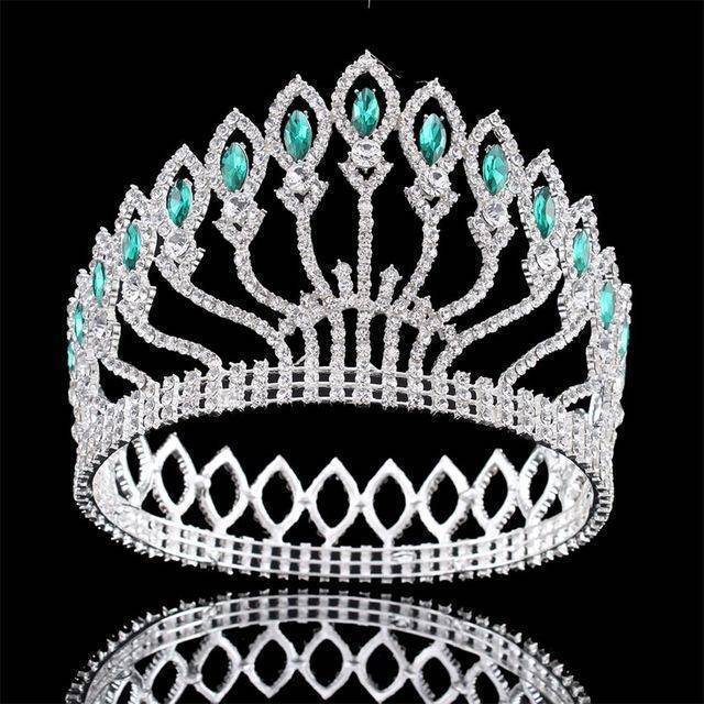 hair accessories Teal Vintage Rhinestone bling Crown, Crystal Tiara, Good for Bridals, Prom, Princess, Pageant, Wedding