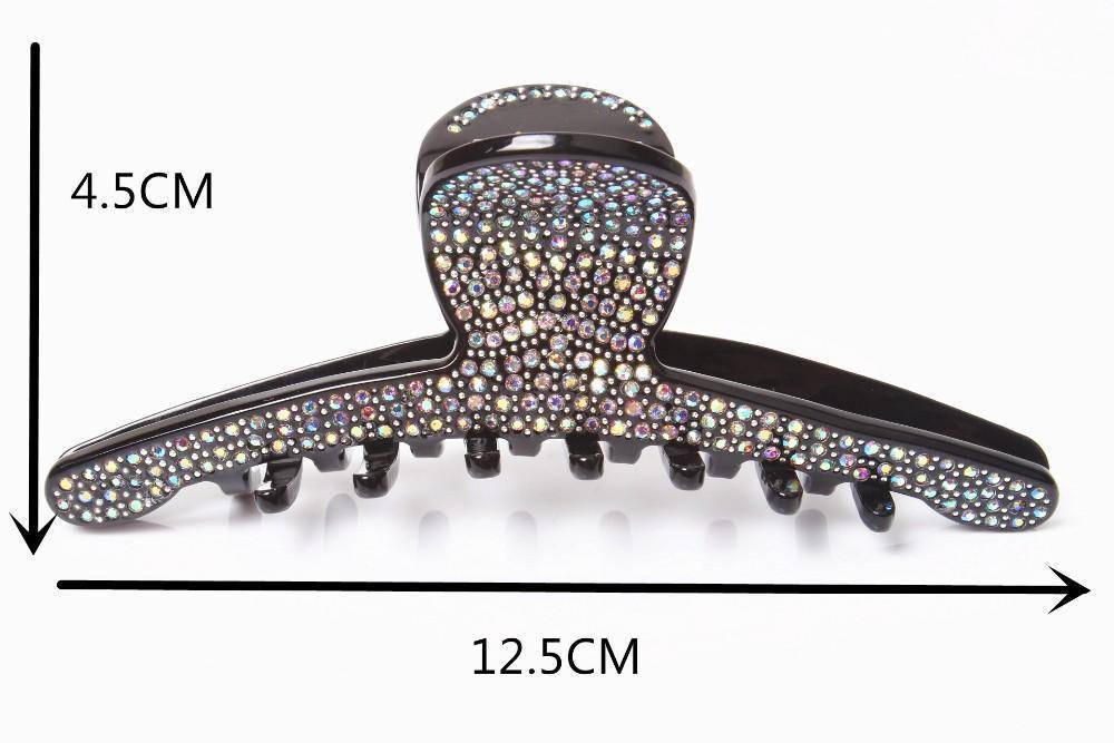 Vintage Black Claw Clips Rhinestone Pearl Hair Clips For Thick