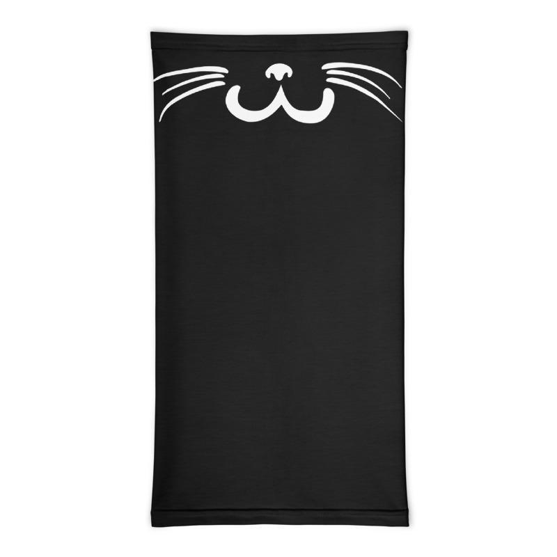 Smiling kitten Cat face cover, Cute funny Washable Reusable Mask,  black white print neck gaiter unisex men women scarf - US fast shipping